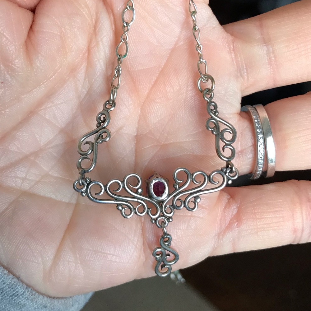 Sterling and Amethyst Necklace - Picture 4 of 6